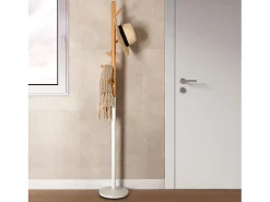 Holstebro Perchero de Pie de Estilo Minimalista, Blanco, 180x28x28cm