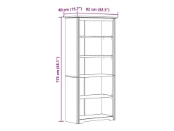 Hydesville Librería BODO 5 estantes madera maciza pino gris 82x40x173 cm