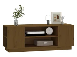 Hylindra Mueble de TV madera maciza de pino marrón miel 110x35x40,5 cm