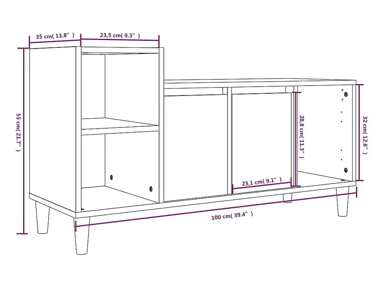 Ibtihal Mueble para TV madera contrachapada roble Sonoma 100x35x55 cm