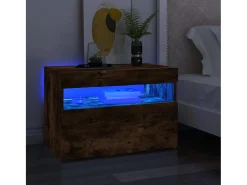 Ilion Mueble de TV con luces LED color roble ahumado 60x35x40 cm