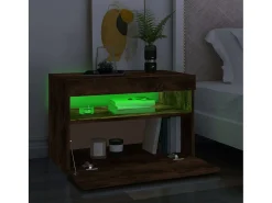 Ilion Mueble de TV con luces LED color roble ahumado 60x35x40 cm