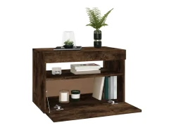 Ilion Mueble de TV con luces LED color roble ahumado 60x35x40 cm