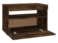 Ilion Mueble de TV con luces LED color roble ahumado 60x35x40 cm