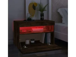 Ilion Mueble de TV con luces LED color roble ahumado 60x35x40 cm