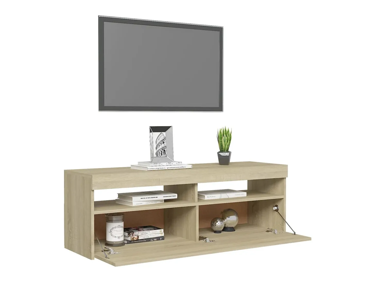 Ilion Mueble de TV con luces LED roble Sonoma 120x35x40 cm