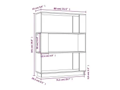 Ilpo Estantería/divisor de espacios madera pino gris 80x25x101 cm