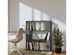 Ilpo Estantería/divisor de espacios madera pino gris 80x25x101 cm