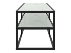 Iselin Marie Mueble para TV negro con vidrio de mármol blanco 120x40x40 cm