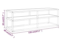Iselin Marie Mueble para TV negro con vidrio de mármol blanco 120x40x40 cm