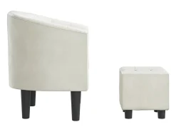 Jalkar Sillón con taburete cuero sintético blanco