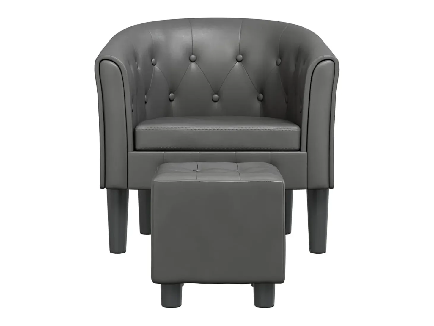 Jalkar Sillón con taburete cuero sintético gris