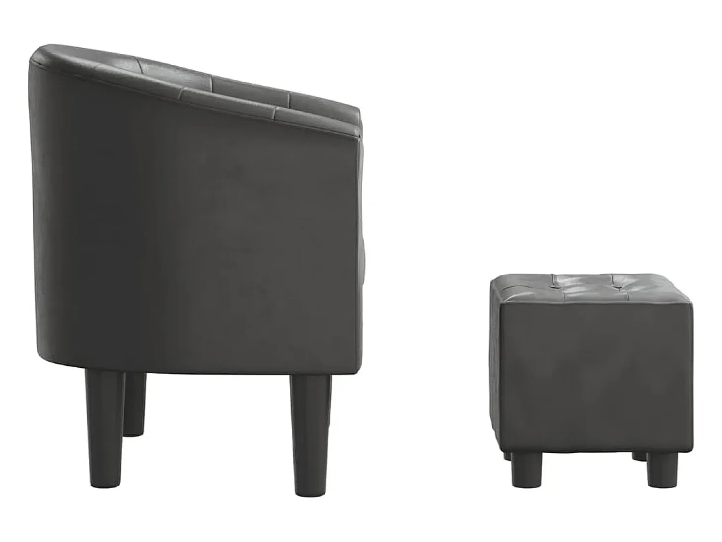 Jalkar Sillón con taburete cuero sintético gris