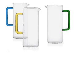 Jarra de vidrio soplado transparente/azul 1200 ml, Tube