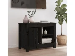Jean-Gabriel Mueble de TV de madera maciza de pino negro 70x36,5x52 cm