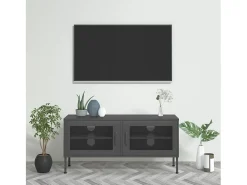 Jennica Mueble para TV de acero gris antracita 105x35x50 cm
