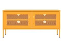 Jennica Mueble para TV de acero amarillo mostaza 105x35x50 cm