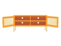 Jennica Mueble para TV de acero amarillo mostaza 105x35x50 cm