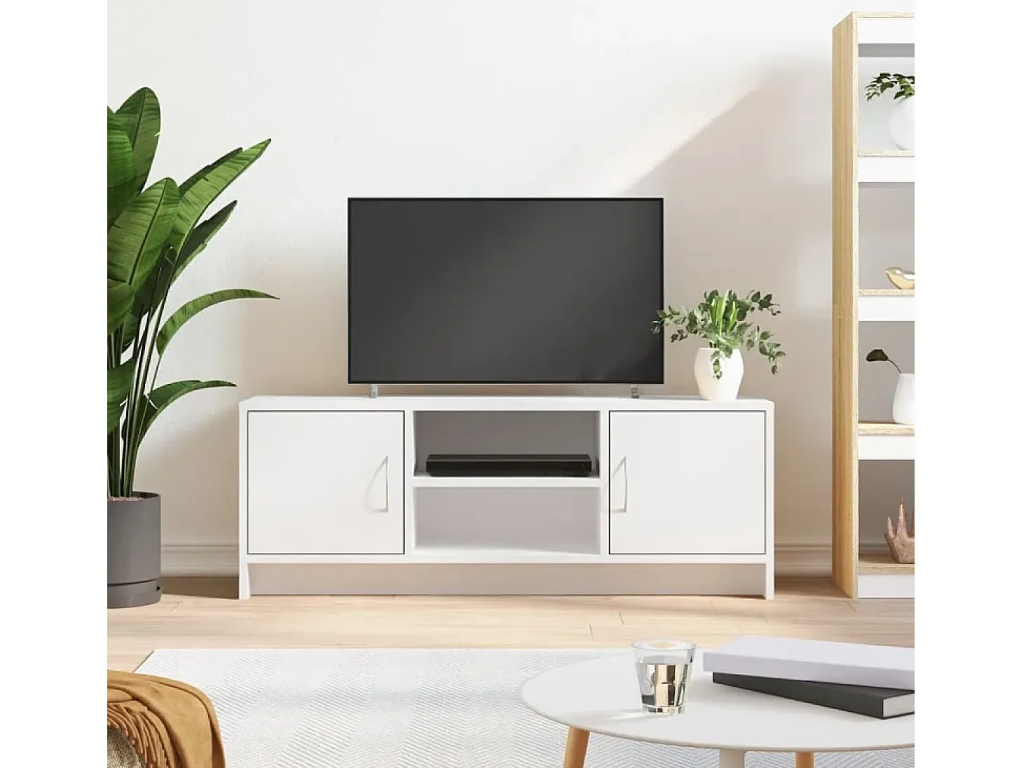 Jonah Mueble de TV madera de ingeniería blanco 102x30x37,5 cm