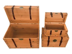 Juego de 3 baúles en madera de abeto y MDF - 3 tamaños - Natural - ESPARTA