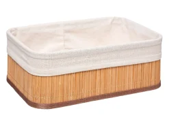 Juego de 3 cestas de bambú y tela