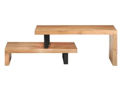 Juego de 2 mesas de centro de madera maciza de acacia