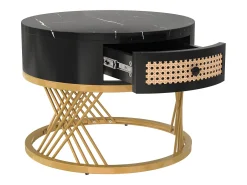 Juego de 2 mesas de centro nido 70x45,5 cm + 50 x38,5 cm - Negro y Dorado