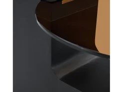 Juego de 2 mesas de centro - Mesas redondas imitación madera - Madera MDF + cristal - Color madera y negro