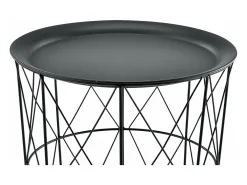 Juego de 3 mesas nido mesa de centro/mesa de salón de metal con tablero extraíble 40x40x44 cm color negro 03_0006057