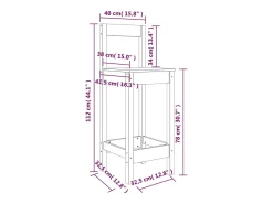 Juego de 2 sillas de bar blancas 40x41,5x112 cm madera maciza de pino