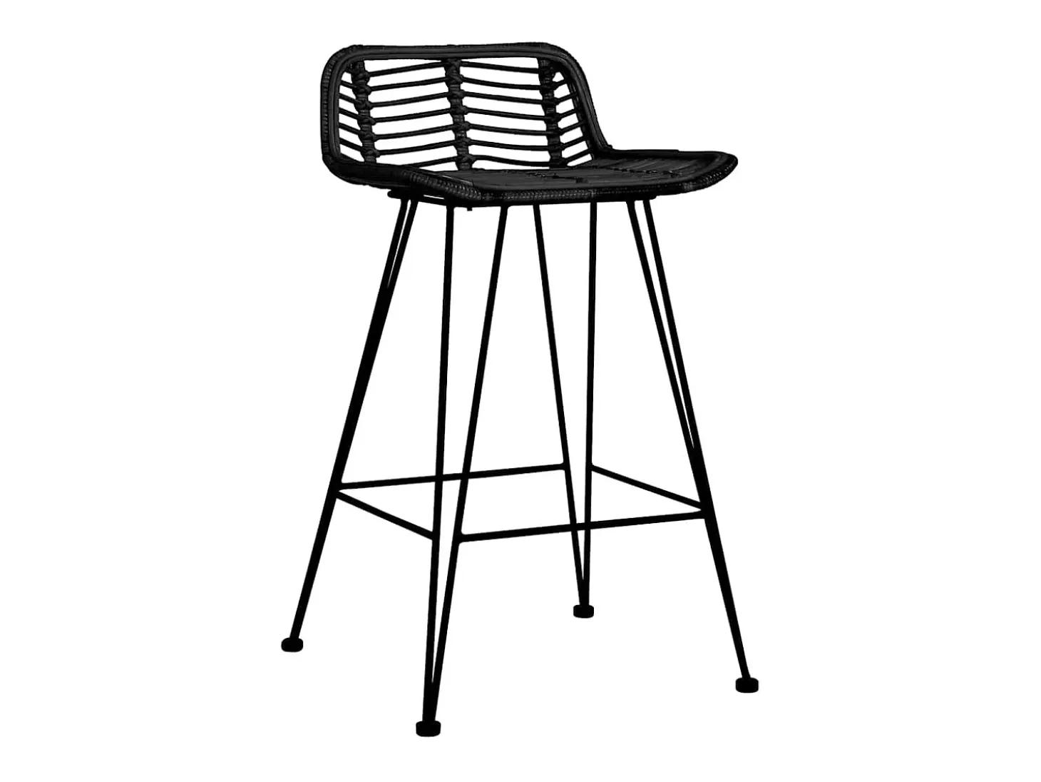 Juego de 2 sillas de bar de ratán negro