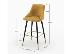 Juego de 2 sillas de bar de terciopelo amarillo curry 78 cm - Aristote