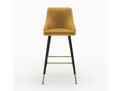 Juego de 2 sillas de bar de terciopelo amarillo curry 78 cm - Aristote