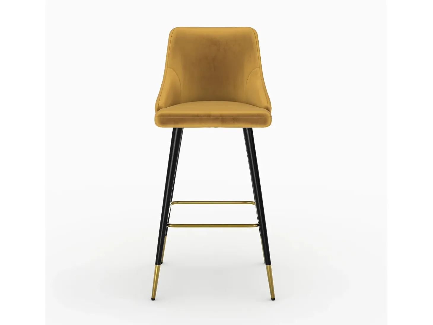Juego de 2 sillas de bar de terciopelo amarillo curry 78 cm - Aristote