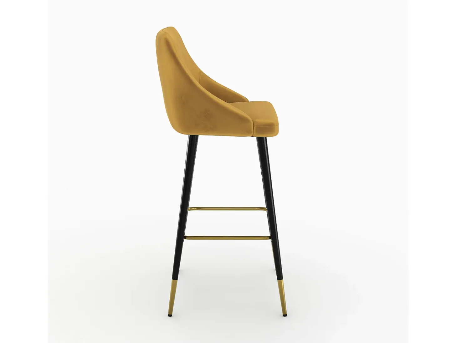 Juego de 2 sillas de bar de terciopelo amarillo curry 78 cm - Aristote