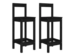 Juego de 2 sillas de bar negras 40x41,5x112 cm madera maciza de pino