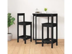 Juego de 2 sillas de bar negras 40x41,5x112 cm madera maciza de pino