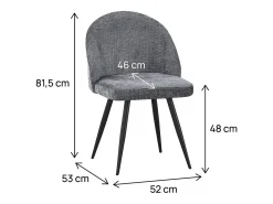 Juego de 2 sillas tapizadas "Samuel" - 53 x 51 x 82 cm - Gris
