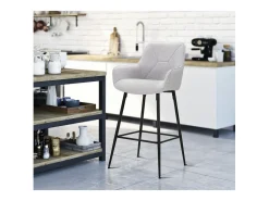 Juego de 2 Taburetes Altos VKH434, Gris, 55x55x109 cm, Kendra Home