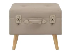Juego de 3 taburetes con almacenaje de tela beige