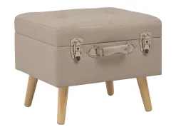 Juego de 3 taburetes con almacenaje de tela beige