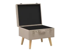 Juego de 3 taburetes con almacenaje de tela beige