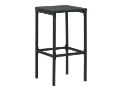 Juego de 3 taburetes de bar con cojines de resina de mimbre negro