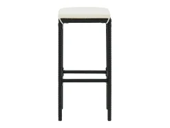 Juego de 3 taburetes de bar con cojines de resina de mimbre negro
