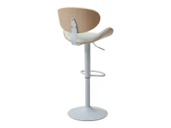 Juego de 2 taburetes de bar de cuero sintético - Altura ajustable - Natural y Blanco - MONTENEGRO