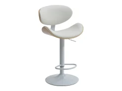 Juego de 2 taburetes de bar de cuero sintético - Altura ajustable - Natural y Blanco - MONTENEGRO