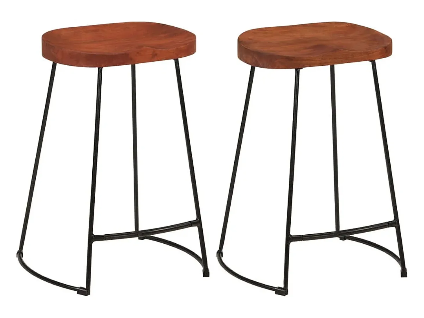 Juego de 2 taburetes de bar Gavin 45x40x63cm madera maciza de mango
