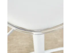 Juego de 2 taburetes de bar con respaldo transparente - Altura ajustable - Patas de metal blanco