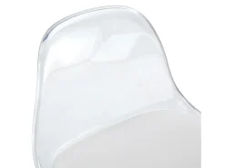 Juego de 2 taburetes de bar con respaldo transparente - Altura ajustable - Patas de metal blanco