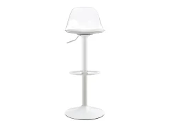 Juego de 2 taburetes de bar con respaldo transparente - Altura ajustable - Patas de metal blanco